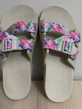 Chaco Slide Sandals with Pastel Tie-Dye Straps size 9